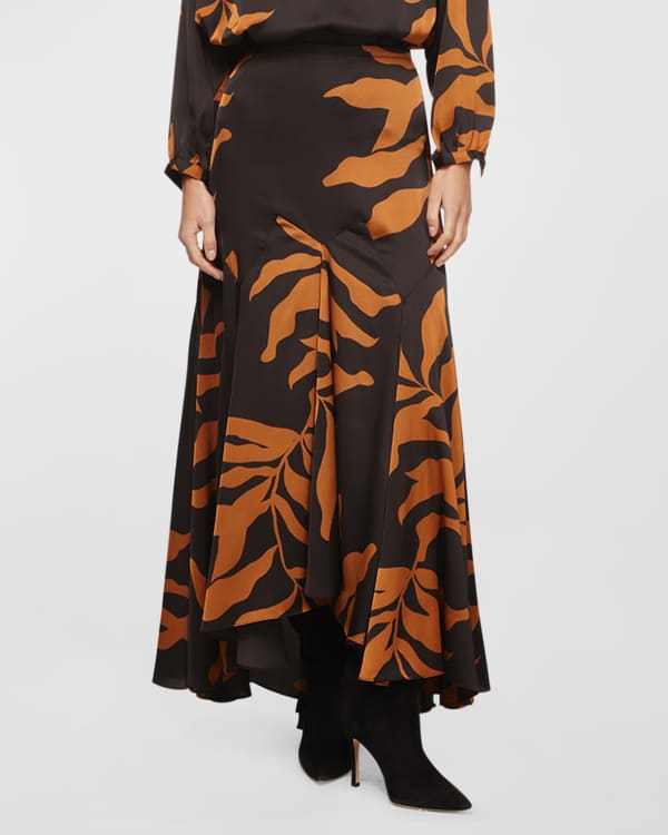High waisted floral print tiered hi-lo maxi skirt online