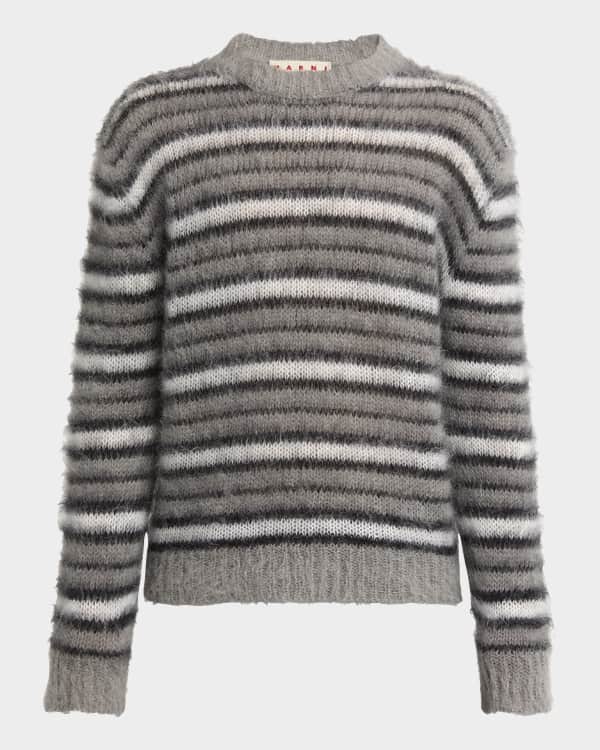 Striped logo intarsia mohair wool blend sweater shop