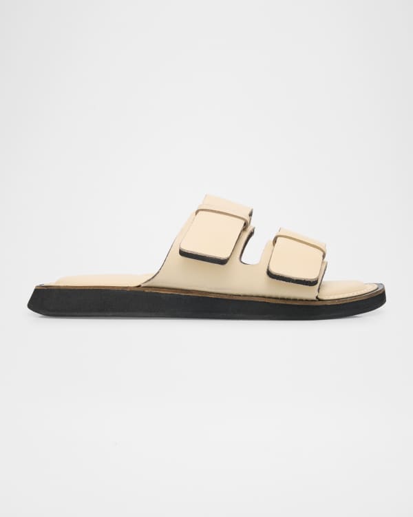 Diane von Furstenberg Brittany Flat Metallic Leather Slide Sandals Neiman Marcus