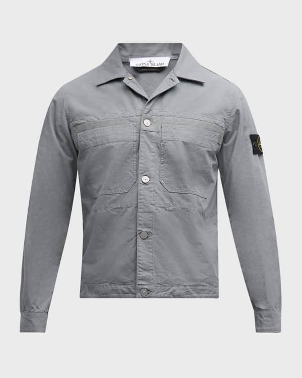 Stone Island Men s Brushed Cotton Canvas Zip Overshirt Neiman Marcus