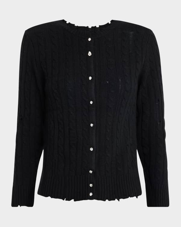 Marc Jacobs Ruffle Crewneck Fine Rib Crop Cardigan Neiman Marcus