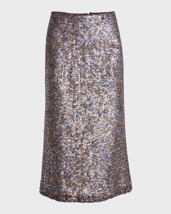 Dries Van Noten Ruched Sequin Maxi Skirt | Neiman Marcus
