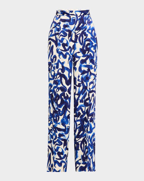Chloe Chain Print Wide Leg Trousers Neiman Marcus