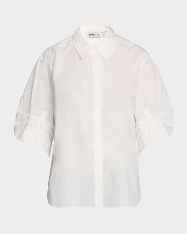 Tory Burch Asymmetric Poplin Wrap Shirt | Neiman Marcus