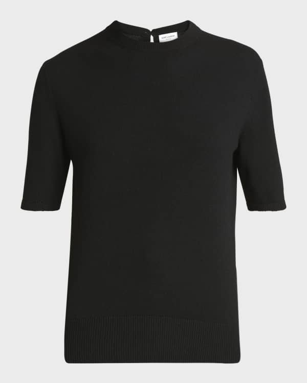Jil Sander Short-Sleeve Wool Crop Sweater | Neiman Marcus