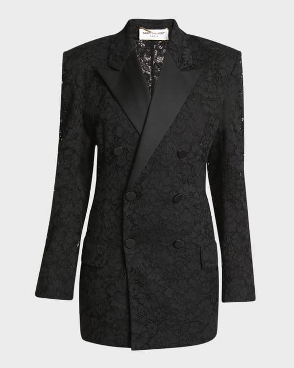 Saint Laurent Vichy Check Oversized Blazer Jacket | Neiman