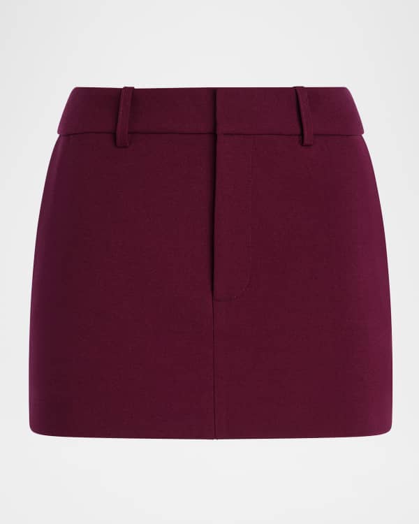 ALICE + OLIVIA Suzie Pleated Denim Mini Skirt | Neiman Marcus