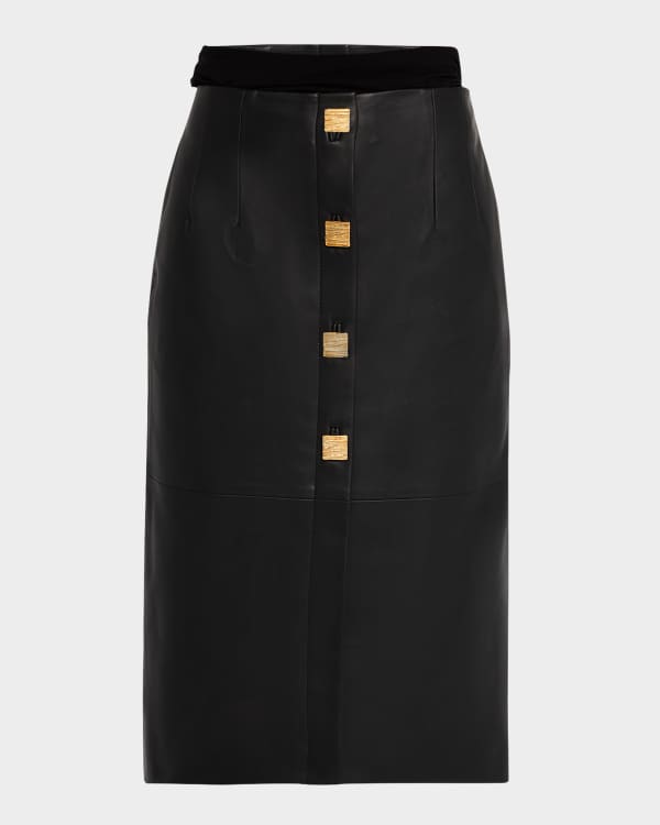 Theory Leather Pencil Skirt Neiman Marcus
