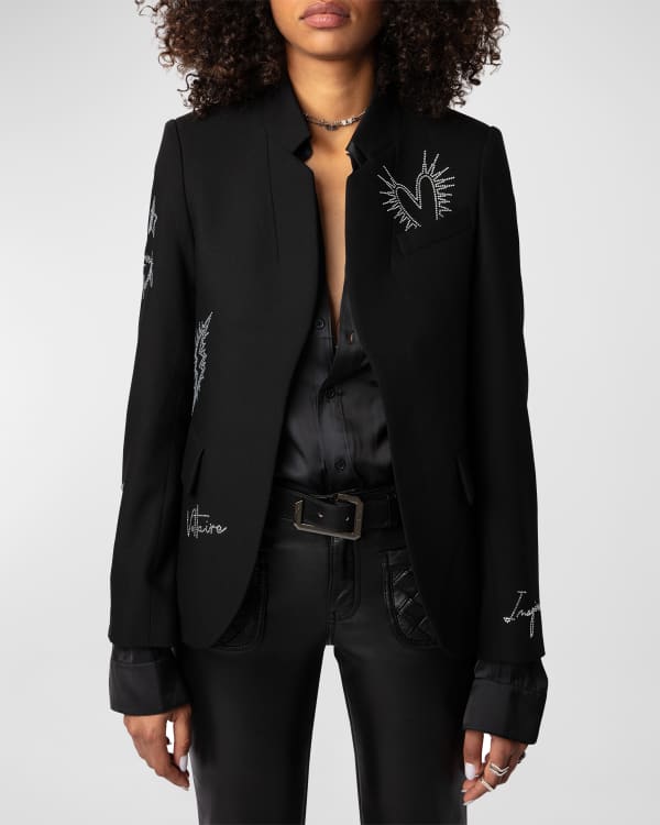 Zadig Voltaire Visko Double Breasted Embellished Velvet Blazer Neiman Marcus