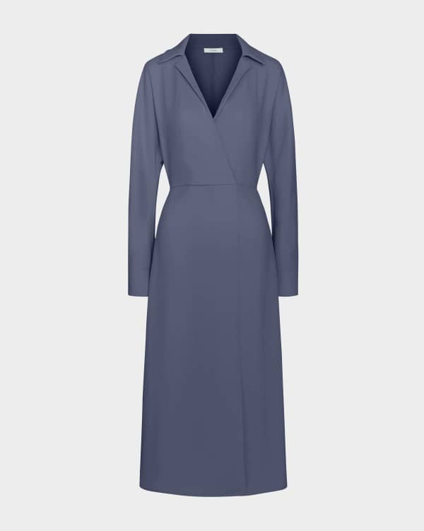 Women's Oatmeal Linen Dress With Mandarin Collar & Dolman Sleeves, Timeless Resort-Casual Style Dress MDZ0552B1I main image 0