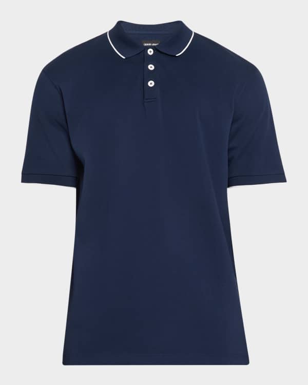 Giorgio Armani Men's Polo Shirt w/ Piping | Neiman Marcus