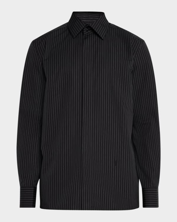 Saint Laurent Men's Solid Dress Shirt with Neck Bow | Neiman