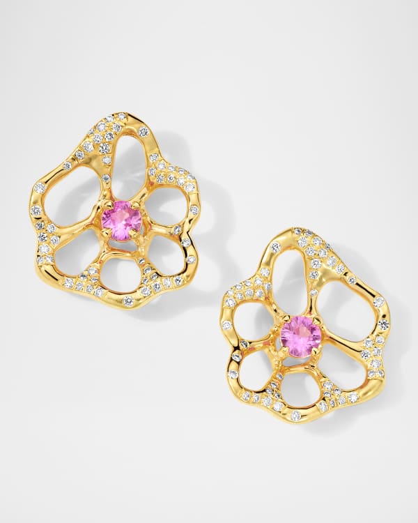 CAREERING STARDUST (18K） Ippolita 18K Carnevale Stardust Ceramic and Diamond Stud Earrings