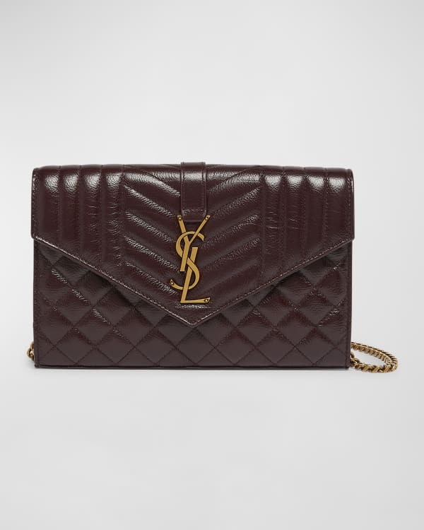 Saint Laurent Uptown Baby YSL Grain Leather Pouch Wallet Neiman Marcus