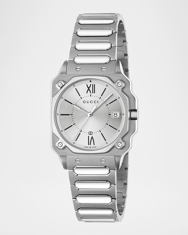 Gucci 29mm G Timeless Bracelet Watch with Diamonds, Red and
