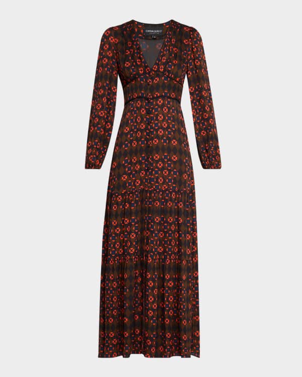 Cynthia Rowley Talia Printed Flutter Sleeve Silk Maxi Dress Neiman Marcus