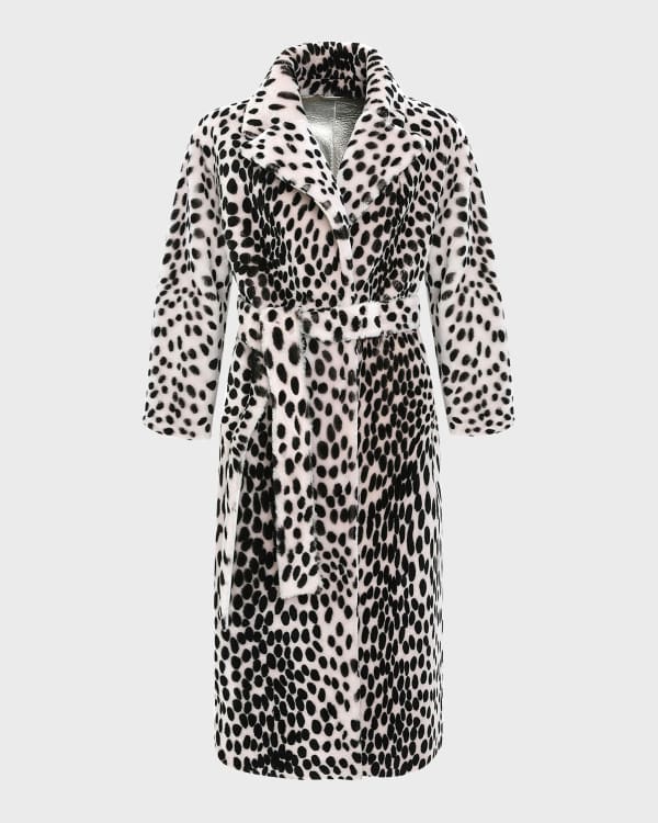 Gorski Leopard Print Belted Shearling Lamb Short Coat Neiman Marcus