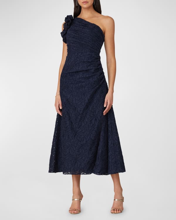 Kay Unger New York Alessia Floral Sequin Boat Neck Cap Sleeve Velvet Midi Dress Neiman Marcus