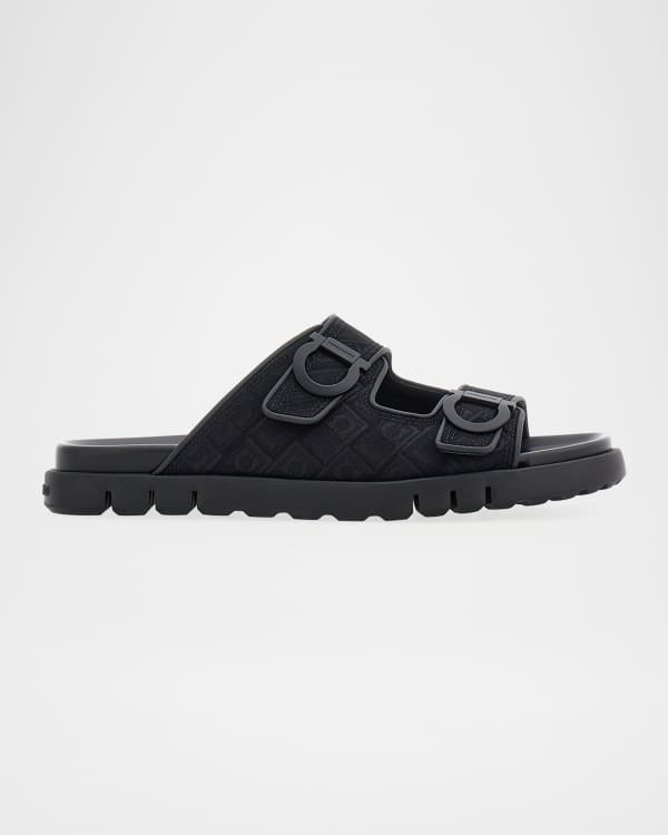 Ferragamo Men's Groove 6 Gancini Slide Sandals | Neiman Marcus