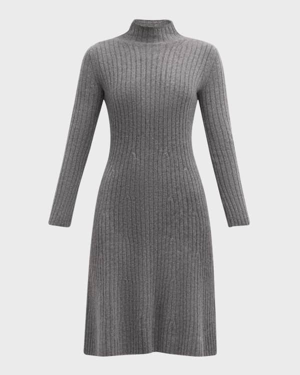 Cashmere Mix High Neck Midi Dress