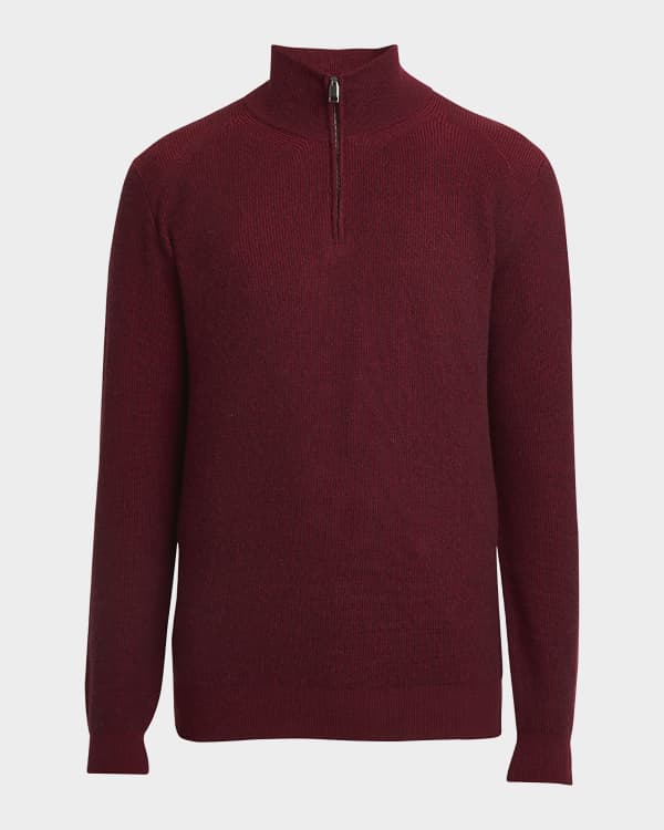 Brioni Men's Cashmere-Wool Quarter-Zip Sweater | Neiman Marcus