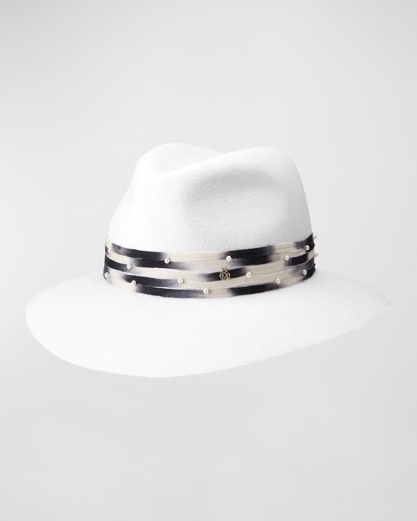 Maison Michel Henrietta Strass Denim Straw Fedora Hat  display picture 1