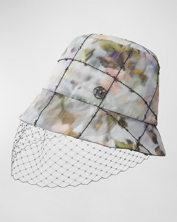 Maison Michel Pablo Denim Patchwork Crochet Bucket Hat  display picture 1