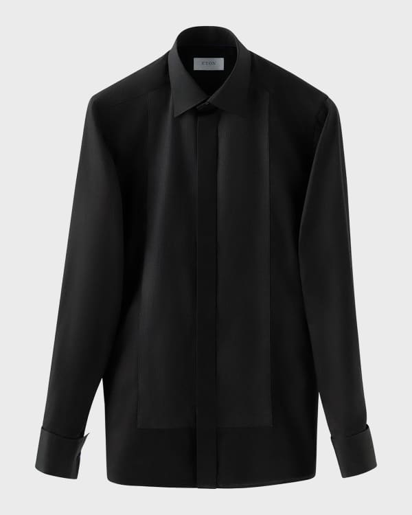 Giorgio Armani Men's Silk Chevron Dress Shirt | Neiman Marcus