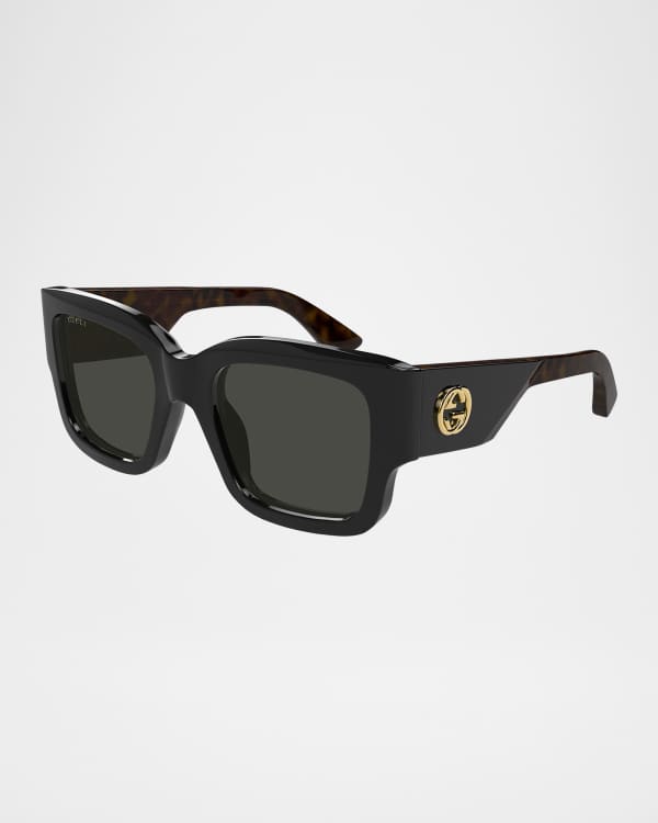 Beveled Acetate Rectangle Sunglasses 