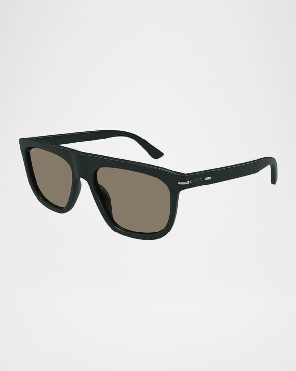 Gucci Men s Web Square Flat Top Injection Sunglasses Neiman Marcus