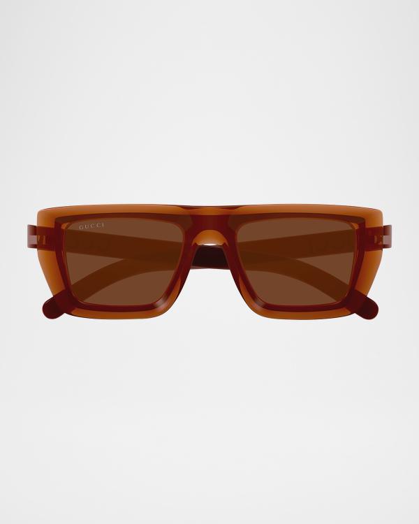 Gucci Men's GG1794SM Acetate Rectangle Sunglasses | Neiman Marcus