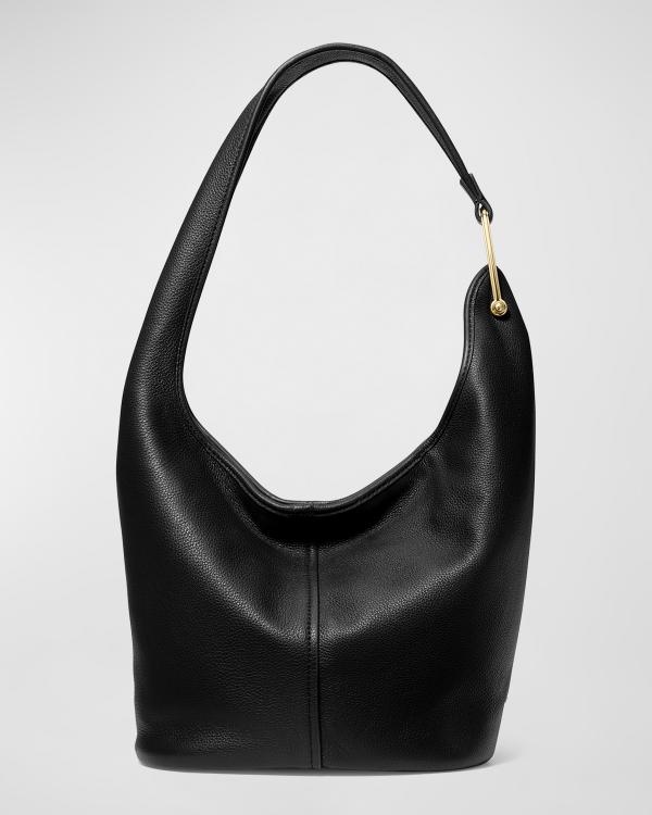 Maple Suede Leather Hobo: Black