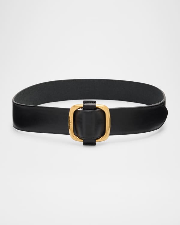 Saint Laurent Cassandre YSL Leather Belt | Neiman Marcus