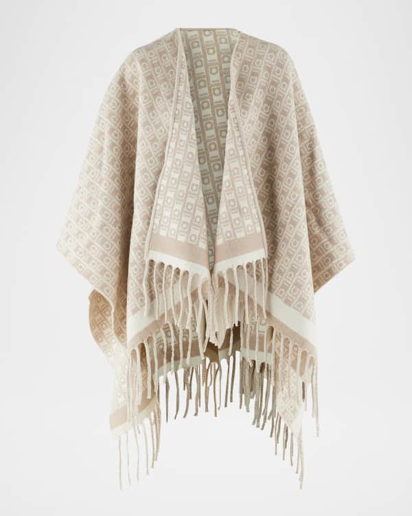 Max Mara Hilde Two-Tone Logo Wool Poncho | Neiman Marcus Max Mara Hilde Two-Tone Logo Wool Poncho | Neiman Marcus