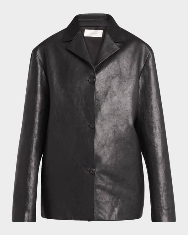 THE ROW Adonis Lambskin Leather and Shearling Aviator Jacket Neiman Marcus