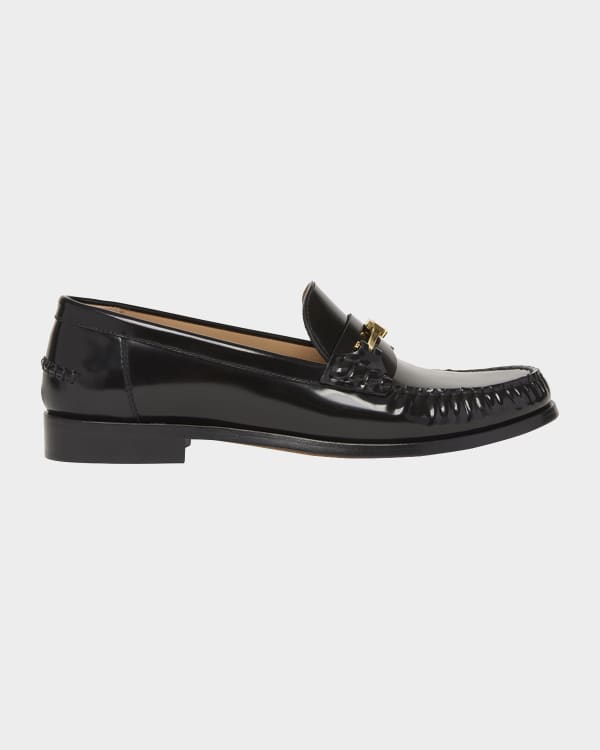 Prada Leather Square-Toe Penny Loafers | Neiman Marcus