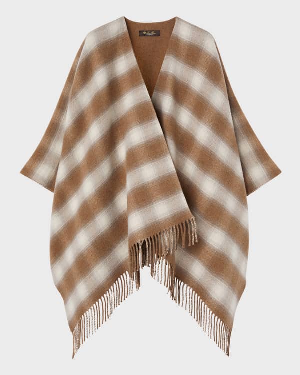 Loro Piana Sydney Leather-Trim Cashmere Knit Poncho | Neiman