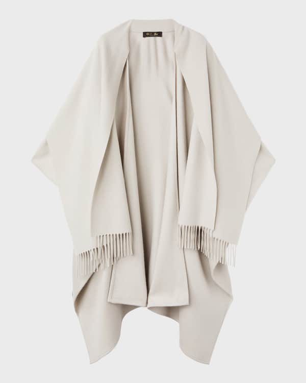 Loro Piana Brown Blue Gray Plaid Hooded Cashmere Cape Size Small