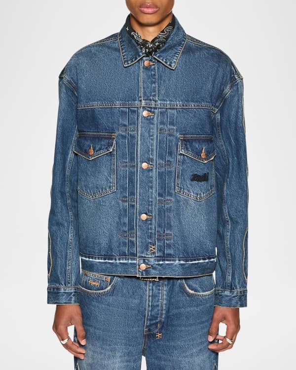 Dsquared2 Men s Destroyed Jean Jacket with Shearling Neiman Marcus
