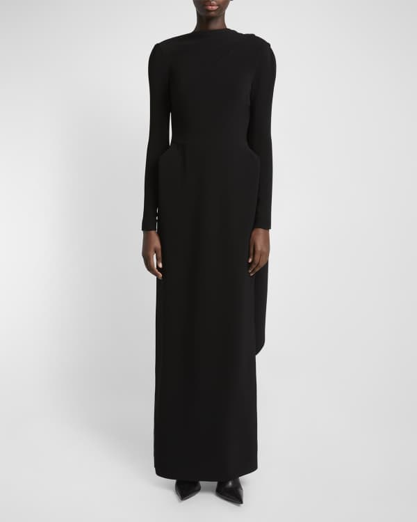 Balenciaga Long Sleeve Mini Dress with Shoulder Pads Neiman Marcus