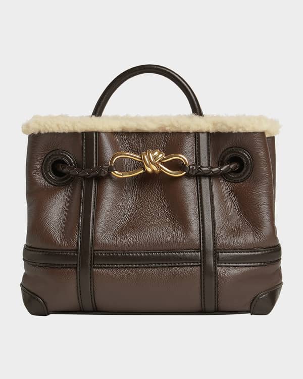 Puzzle Edge Mini Top-Handle Bag in Grained Leather