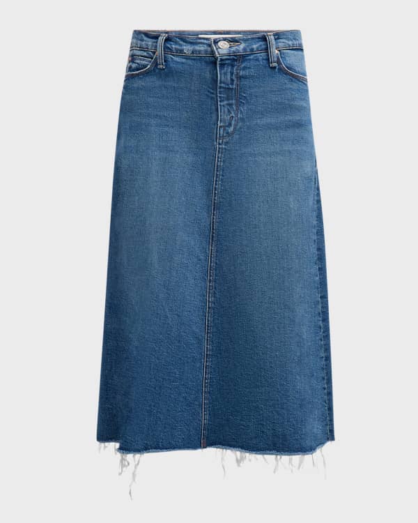 Marc Jacobs Paneled Denim Midi Skirt with Pleating Neiman Marcus