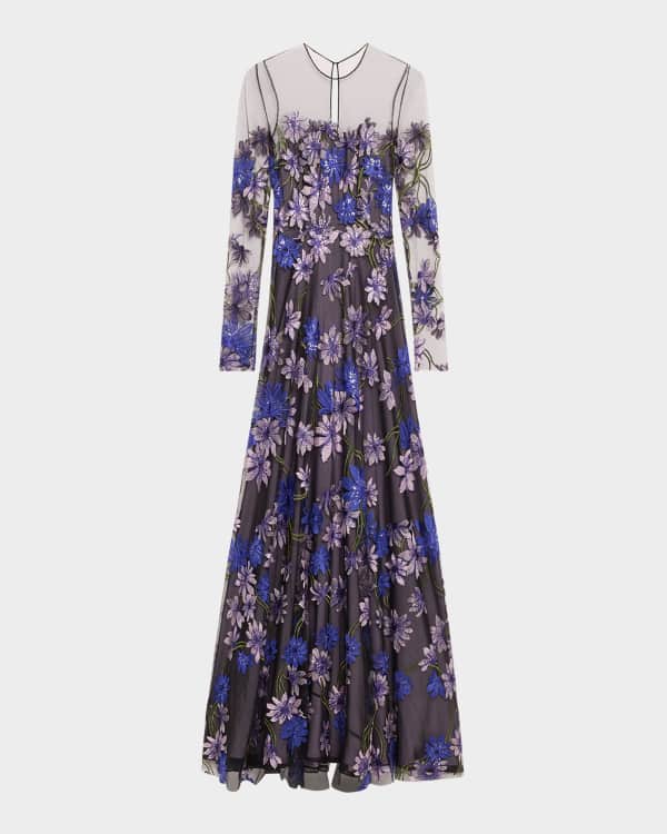 Neiman marcus long sleeve evening gowns clearance