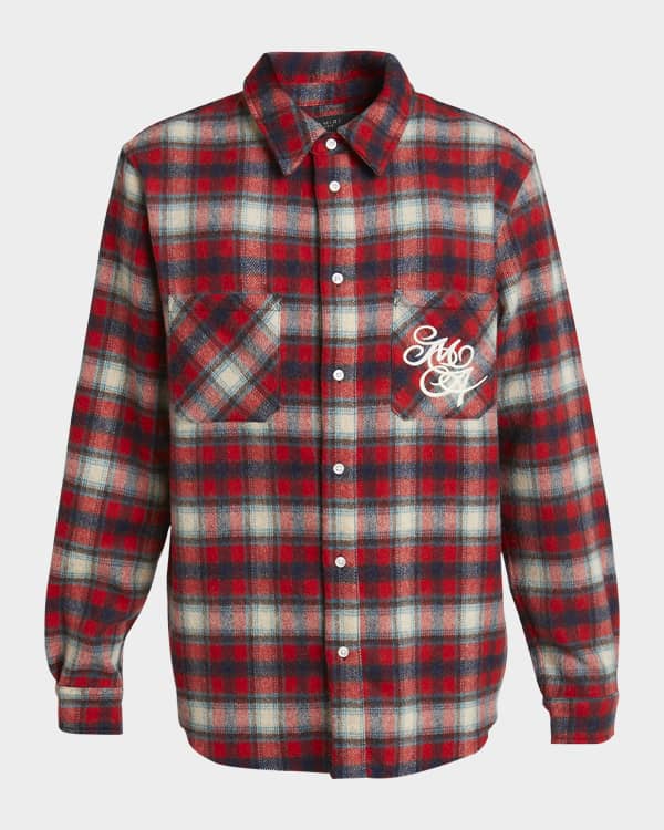 Givenchy Men s Hooded Flannel Button Down Shirt Neiman Marcus