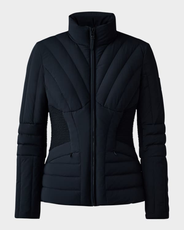 Mackage Andrea Hooded Puffer Jacket w Leather Trim Neiman Marcus