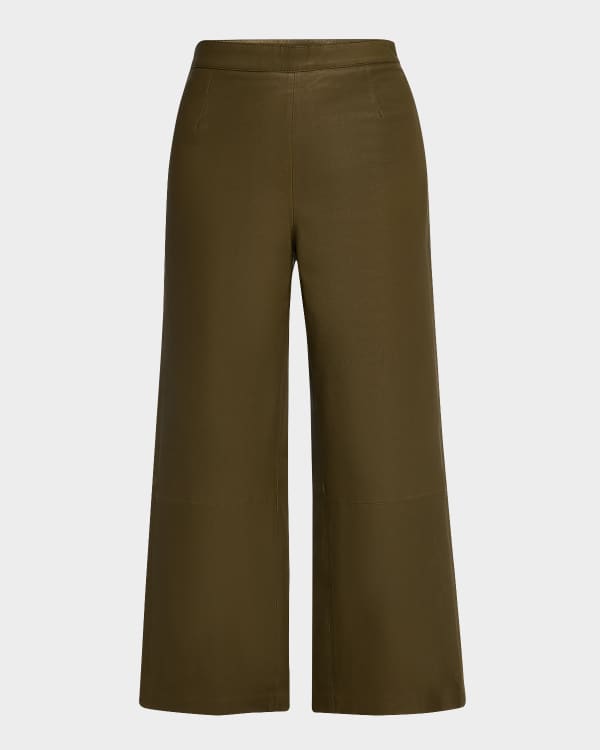 パンツ Loulou Studio SS25 FIGARI LEATHER PANTS (FIGARI WOOD) Loulou Studio Figari Wide-Leg Leather Pants | Neiman Marcus