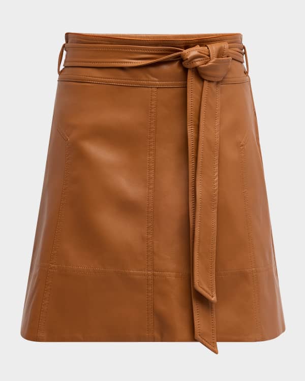 Wynn Hamlyn Distressed Leather Mini Skirt Neiman Marcus