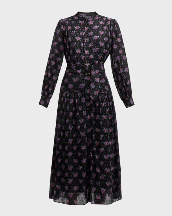 Elie Tahari Ziggy Scallop Floral Midi-Dress