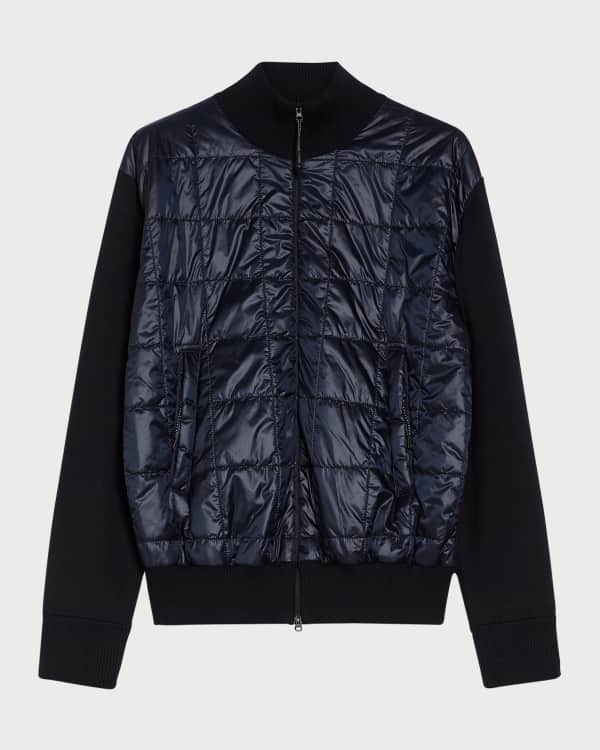 Hooded motion panel quilted down jacket on sale