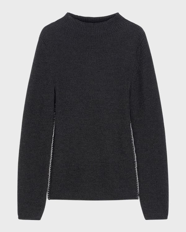 AllSaints Orion Mock Neck Cashmere & Wool Sweater in Ivory White , Size Small